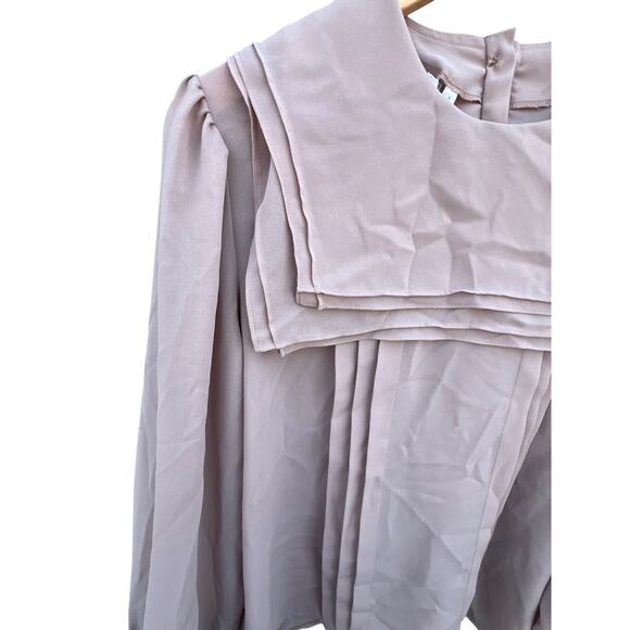 Josephine Women's Vintage Career Blouse Pleated Long Sleeve Beige Size 12 - Picture 6 of 6